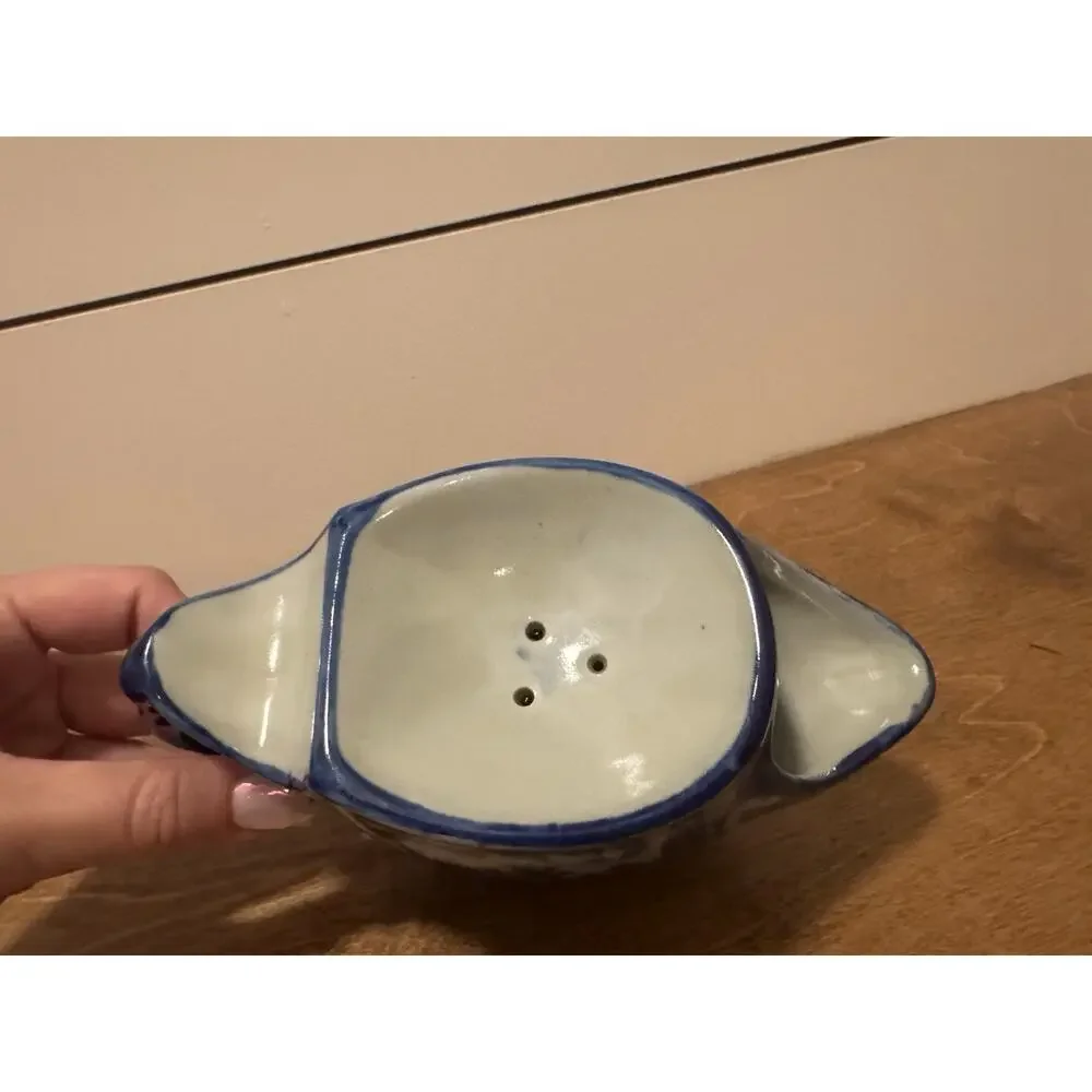 Vintage Flow Blue Victoria Ironstone English Village Shaving Scuttle Mug